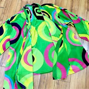 SK Noor & Sons kimono wrap green mod retro wrap button up cotton